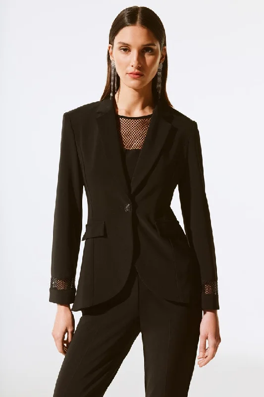 Blazer with Mesh Cuff - Black Women's Handmade Blazer