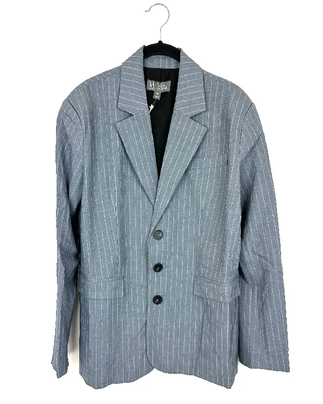 Blue And Grey Stripe Blazer - Extra Small, Small and Large Women's Patchwork Suit