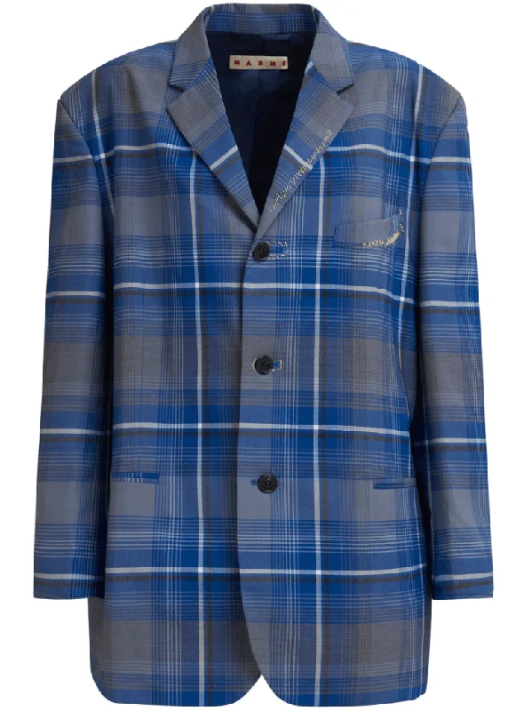 Blue checked blazer Slimming Women's Blazer