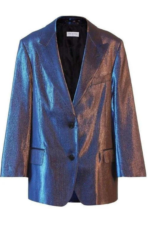 Two-Tone Lamé Blazer Women's High-End Blazer