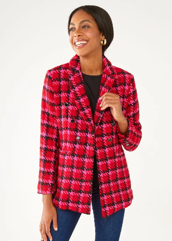 Calvin Blazer Red Multi Houndstooth Women's Vintage Suit