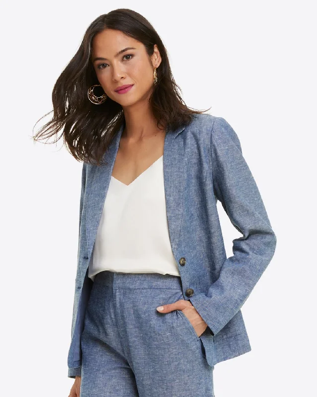 Chambray Blazer Women's Solid Blazer