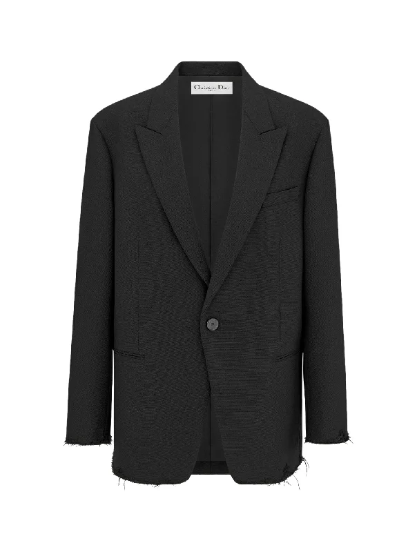 Black wool and mohair oversized blazer Women's Trendy Jacket