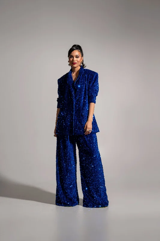 LIZA Sequin Blazer in SAPPHIRE Women's Plaid Suit