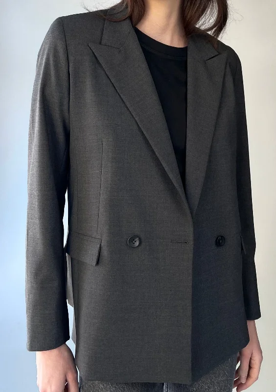 Dark Gray Italian Wool Blazer Women's Simple Jacket