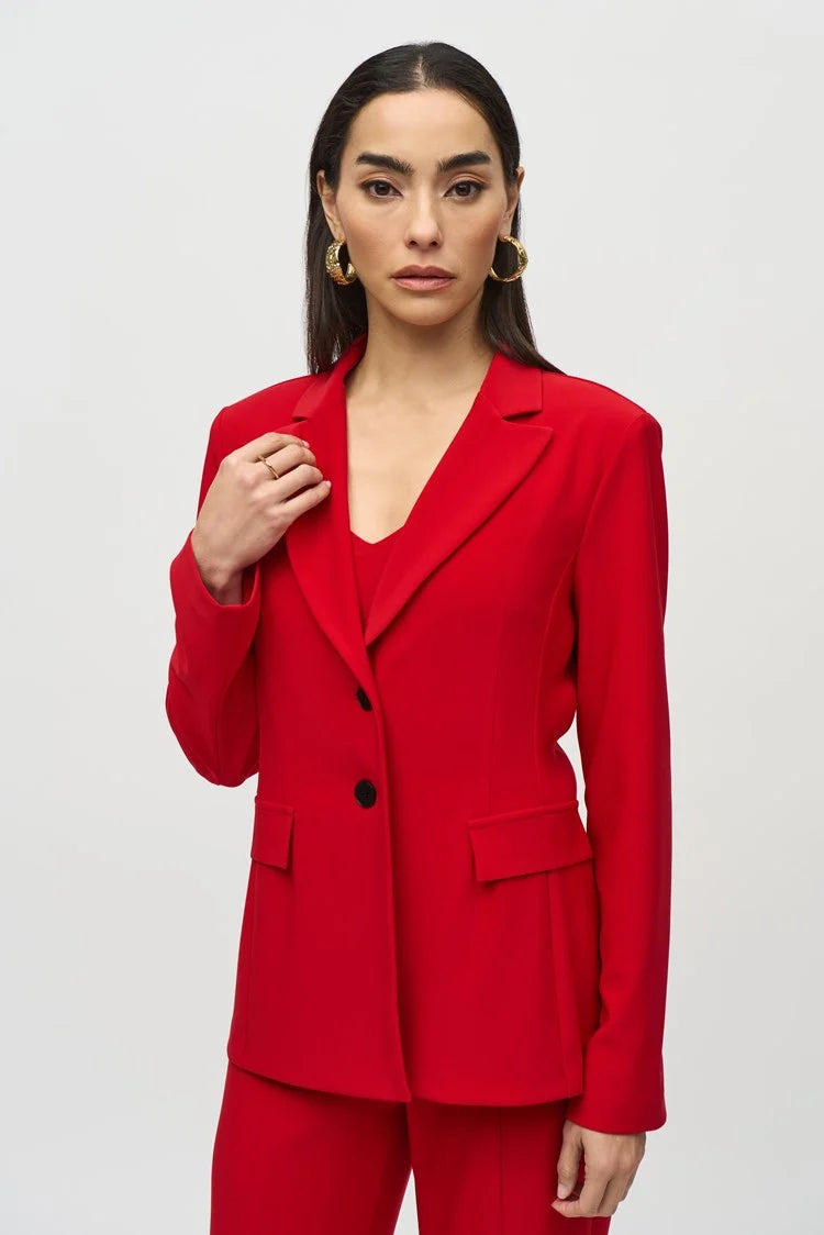 Fitted Blazer - Lipstick Red Women's Luxury Jacket