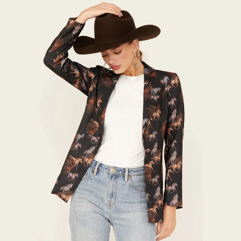 Horse Print Blazer by Panhandle at Bourbon Cowgirl Women's Custom Suit