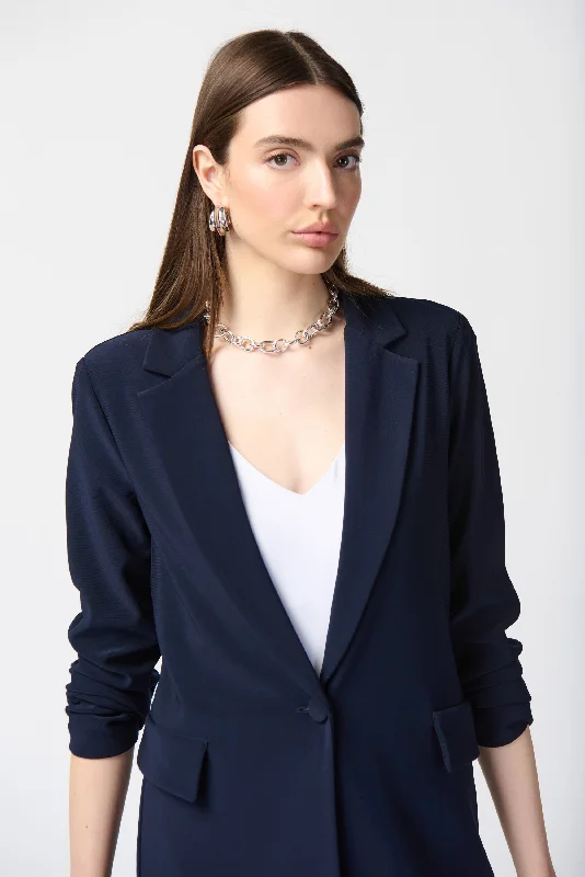 Joseph Ribkoff Midnight Blue Open Long Front Blazer Women's Luxurious Jacket