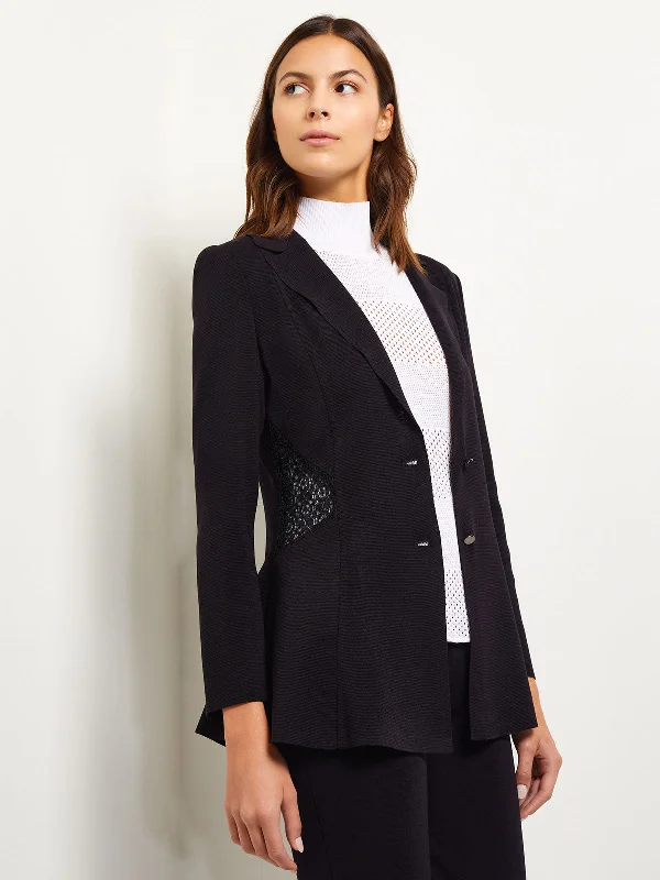 Lace Accent Tailored Knit Blazer Women's Warm Suit