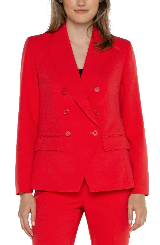 Liverpool Double Breast Blazer (Lava Flow) Women's Long Blazer