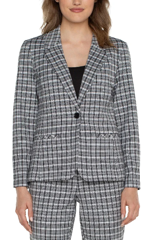 Liverpool Fitted Blazer (Black and White Plaid) Women's High-End Blazer