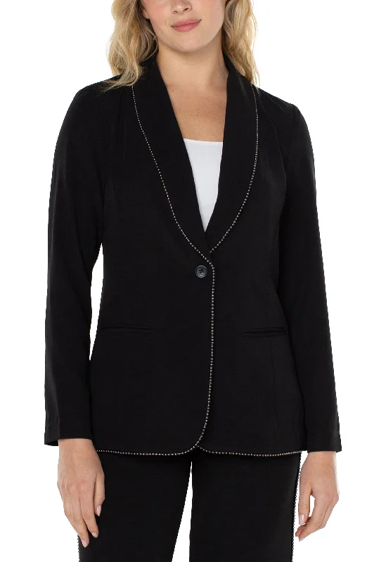 Liverpool Shawl Collar Blazer w/ Chain Trim (black) Women's Banquet Suit