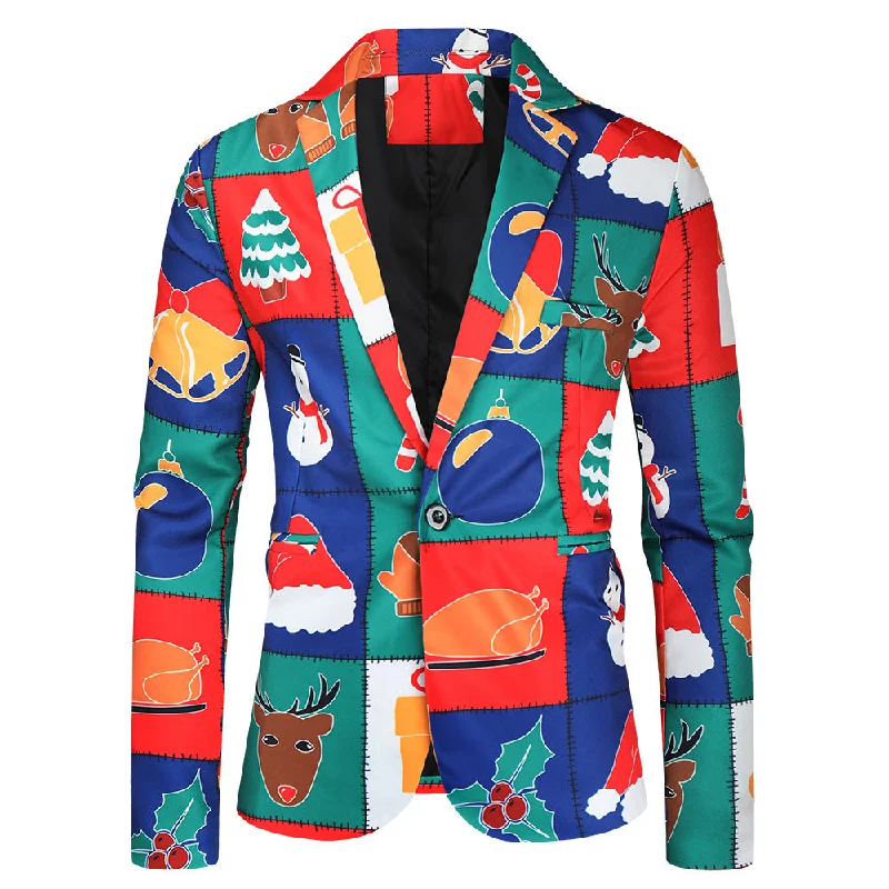 Men's Fashion Fun Bright Printed Blazer, Christmas Designs Women's Wedding Blazer