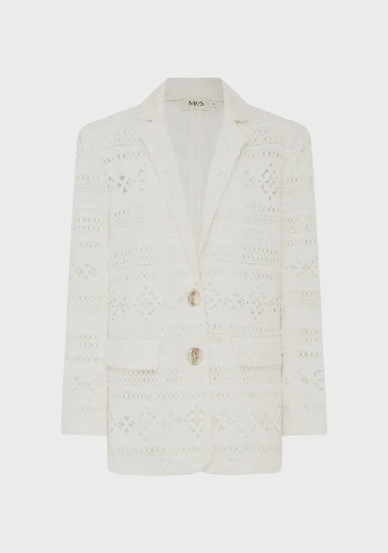 MOS THE LABEL DANIELA TEXTURED BLAZER – BRIGHT WHITE Women's High-End Blazer