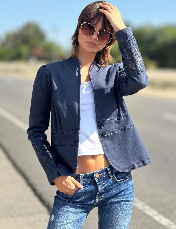 Night Light Denim Blazer Women's Simple Jacket