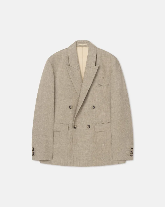 Olivier - Double Breasted Twill Suiting Blazer - Taupe Milan Custom Blazer