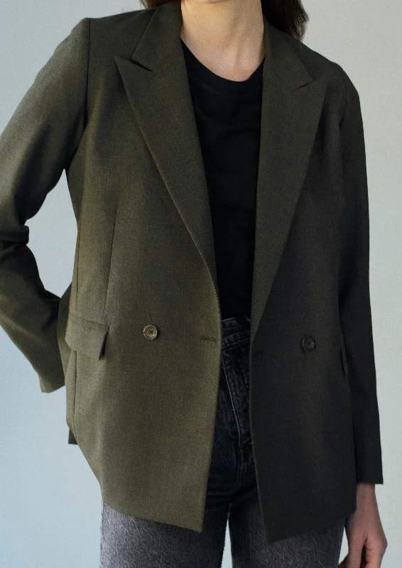 Olive Green Blazer in Italian Wool Women's Premium Blazer