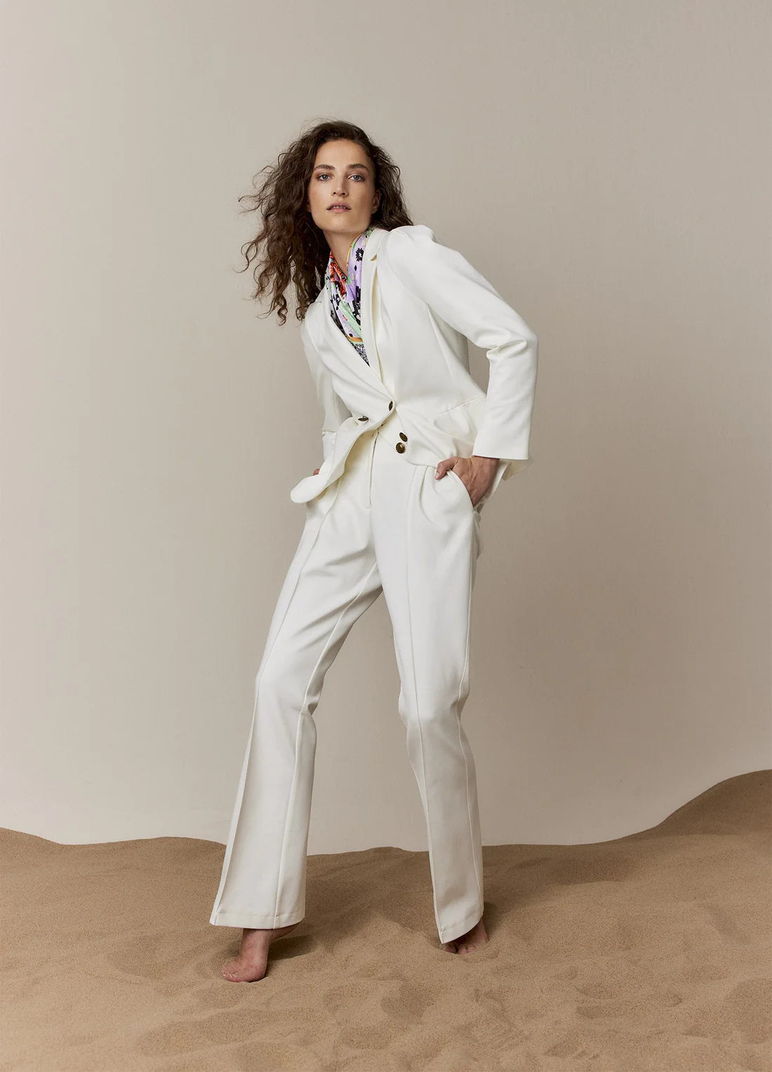 Summum White Blazer Punto Milano Spring Women's Coat