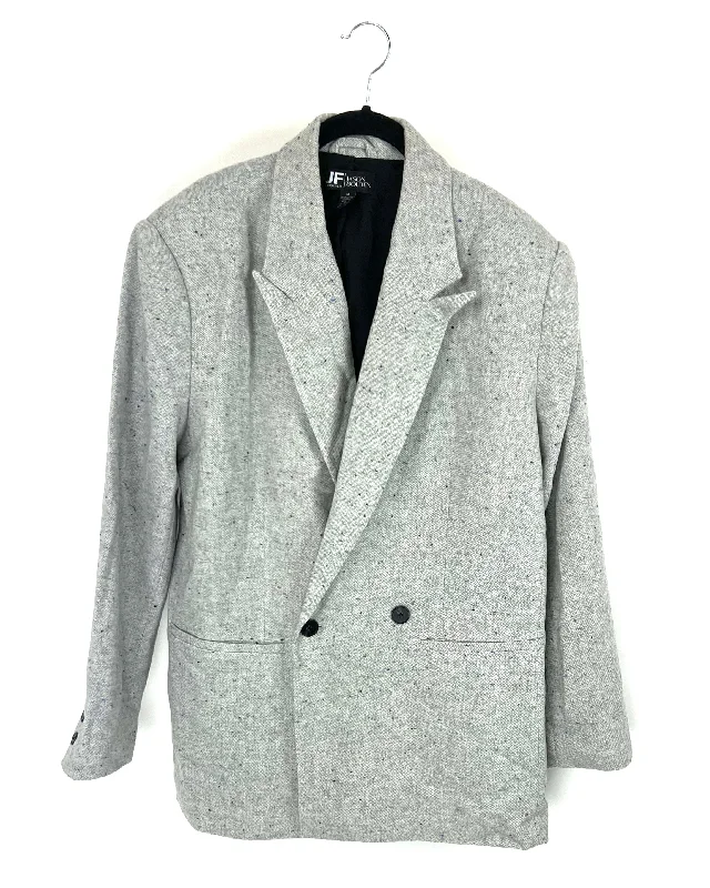 Unisex Gray Oversized Blazer - Medium - 2XLT Women's Trendy Jacket