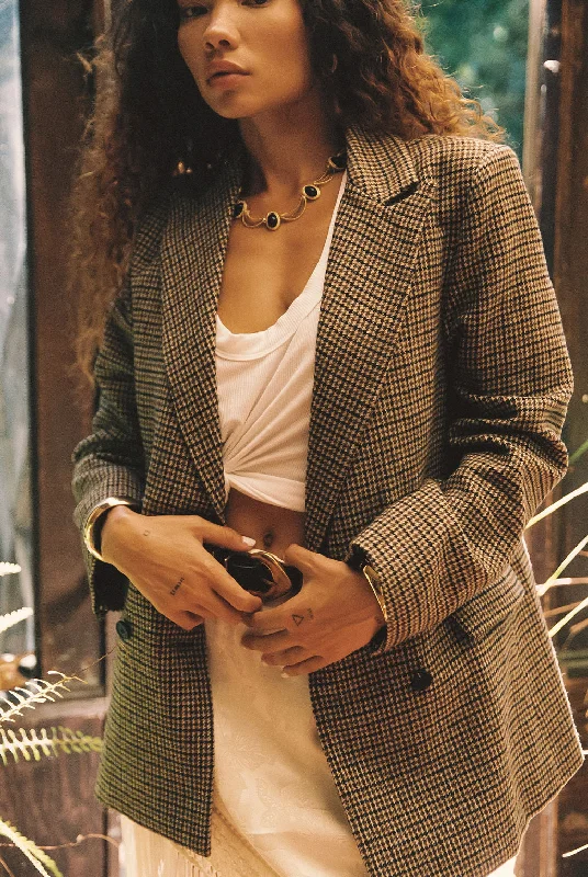 West Village Brown Plaid Blazer Women's Boutique Suit