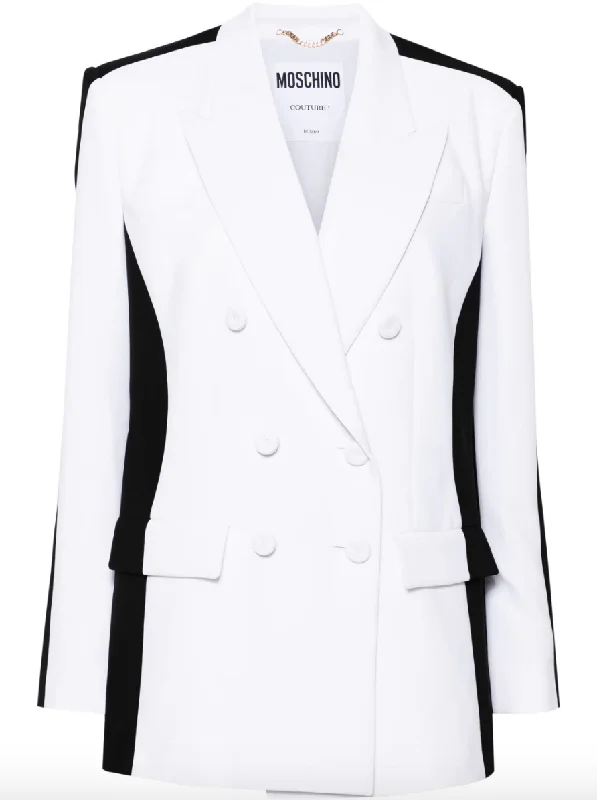 White and black blazer Plus Size Women's Coat