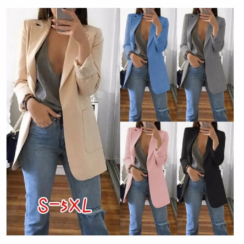 Wipalo plus size 2019 mulheres elegante magro casual sólido negócios blazer bodycon longo blazers jaqueta senhoras primavera outono terno New Women's Blazer