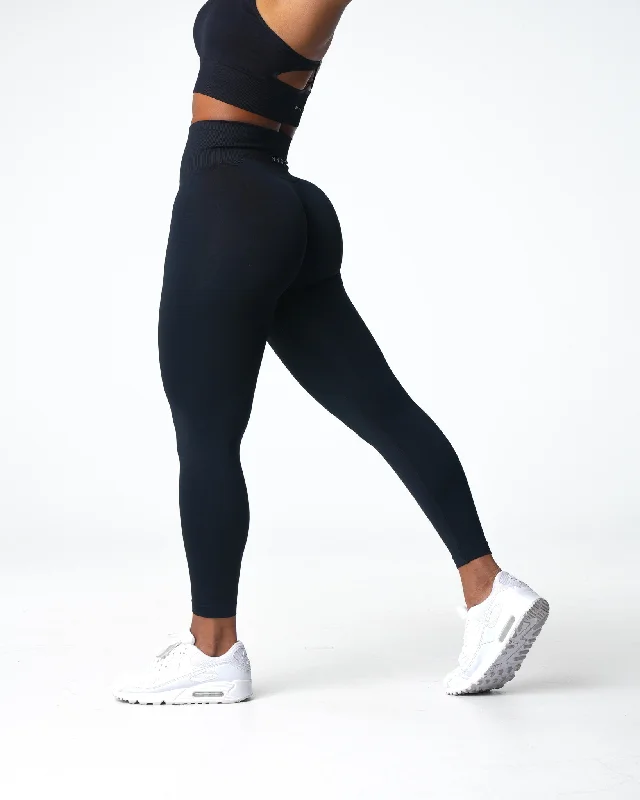 Black Shape Seamless Leggings Elegant Textured Leggings