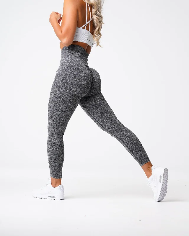 Black Speckled Scrunch Seamless Leggings Stylish Ankle-Length Leggings