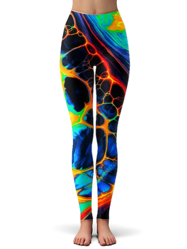 Blue Crush Leggings Trendy Colorblock Print Leggings