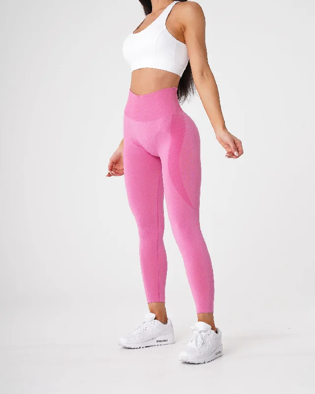 Bubble Gum Pink Contour Seamless Leggings Chic Workout Leggings