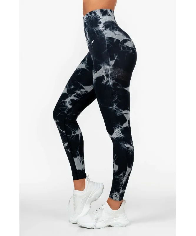 Famme Black Tie Dye Scrunch Leggings Chic Printed Yoga Pants