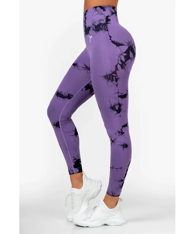 Famme Light Purple Tie Dye Scrunch Leggings Elegant Velvet Leggings