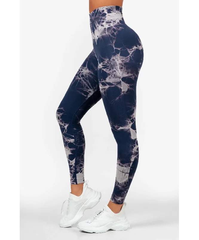 Famme Purple Tie Dye Scrunch Leggings Trendy Patterned Leggings