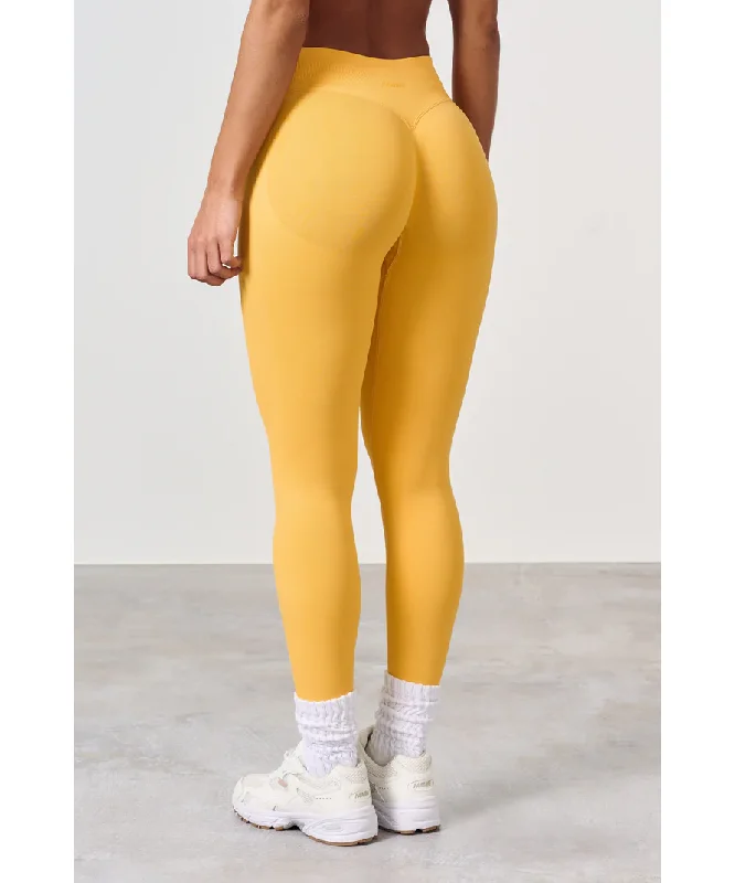 Famme Sculpt Scrunch Leggings Yellow Trendy Cut-Out Activewear Leggings