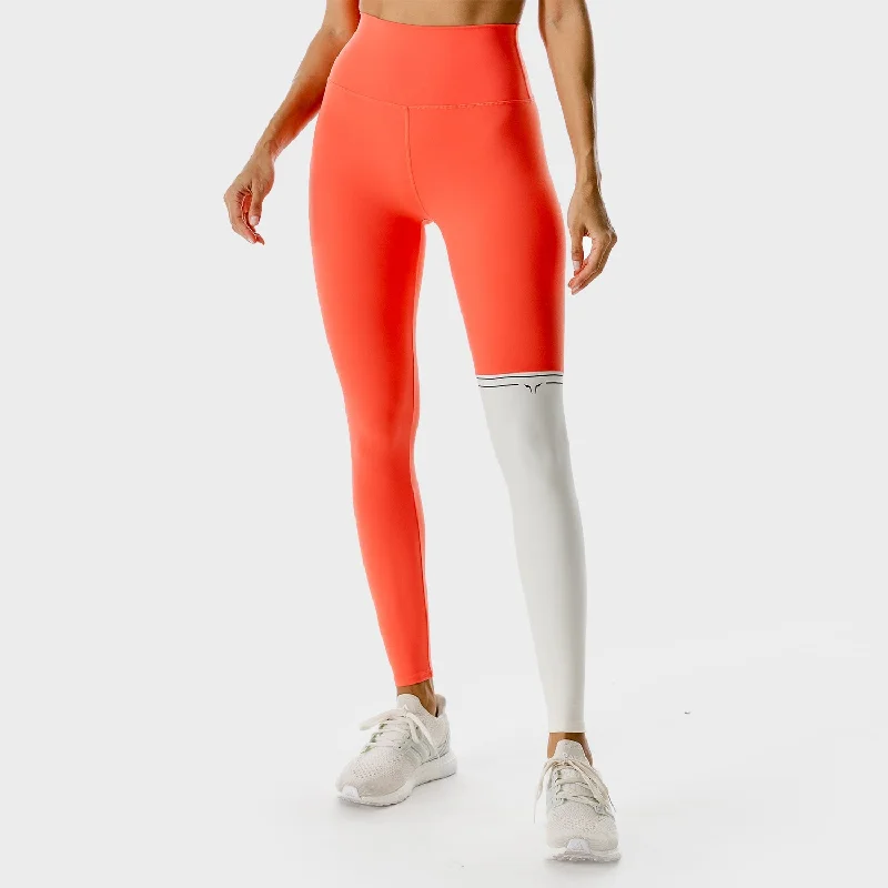 LAB360° Colour Block Leggings - Hot Coral Trendy Seamless Sports Leggings