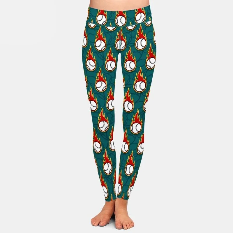 Ladies 3D Assorted Flaming Balls Printed Leggings Stylish Ankle-Length Leggings