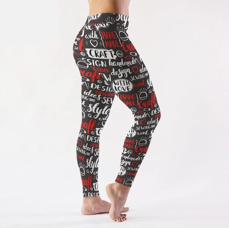Ladies 3D Craft Lettering Digital Printed Soft Leggings Fashionable Quick-Dry Leggings Ladies 3D Craft Lettering Digital Printed Soft Leggings Fashionable Quick-Dry Leggings