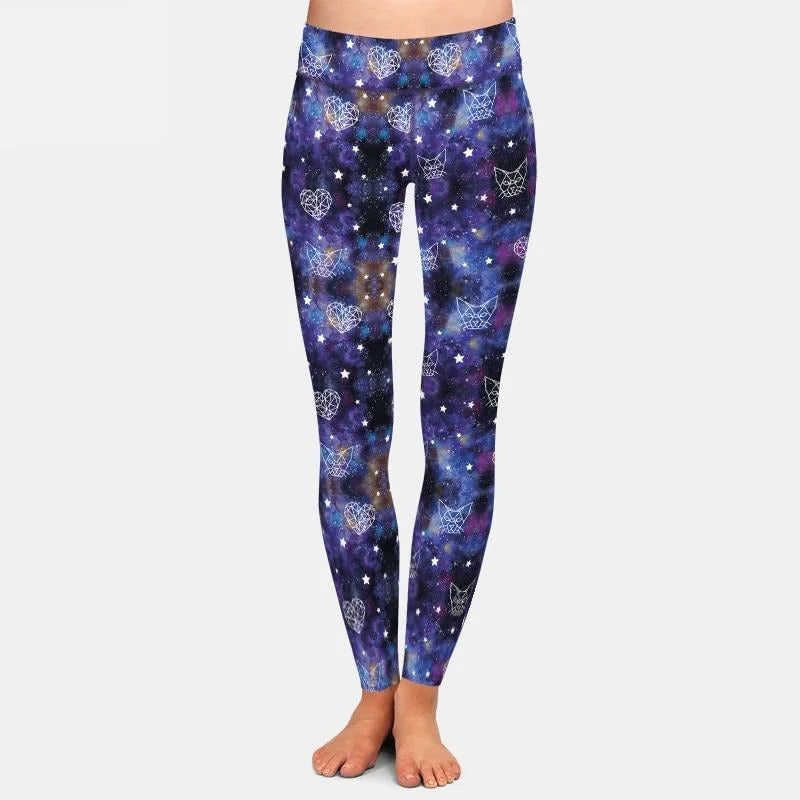 Ladies 3D Galaxy Cats, Hearts & Stars Pattern Printed Leggings Stylish Sweat-Proof Leggings Ladies 3D Galaxy Cats, Hearts & Stars Pattern Printed Leggings Stylish Sweat-Proof Leggings