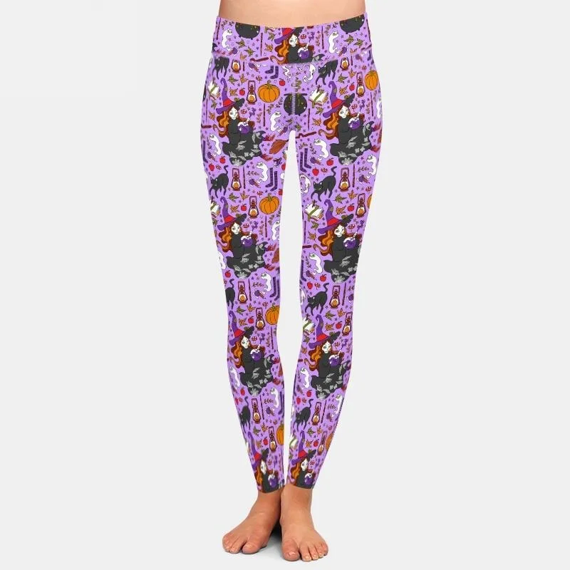 Ladies 3D Halloween Pumpkins, Cauldrons & Witches Printed Leggings Fashionable Smooth Fit Leggings Ladies 3D Halloween Pumpkins, Cauldrons & Witches Printed Leggings Fashionable Smooth Fit Leggings