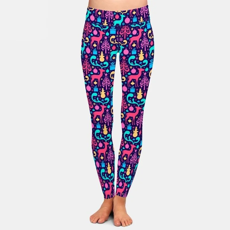 Ladies Assorted Gorgeous Christmas Printed Leggings Trendy Color Block Leggings