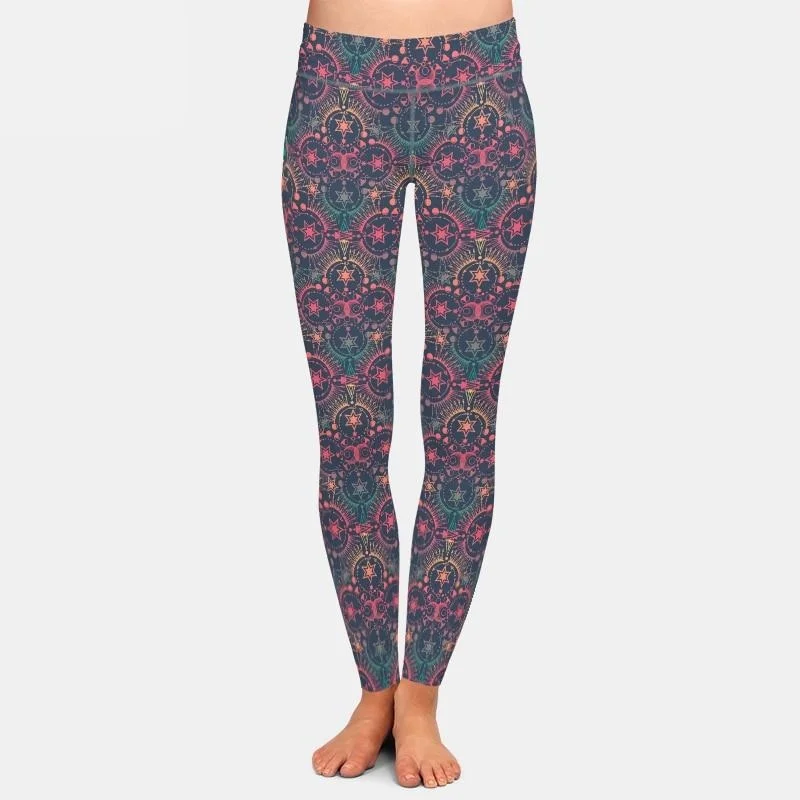 Ladies Aztec Prints Milk Silk Leggings Elegant Sheer Leggings