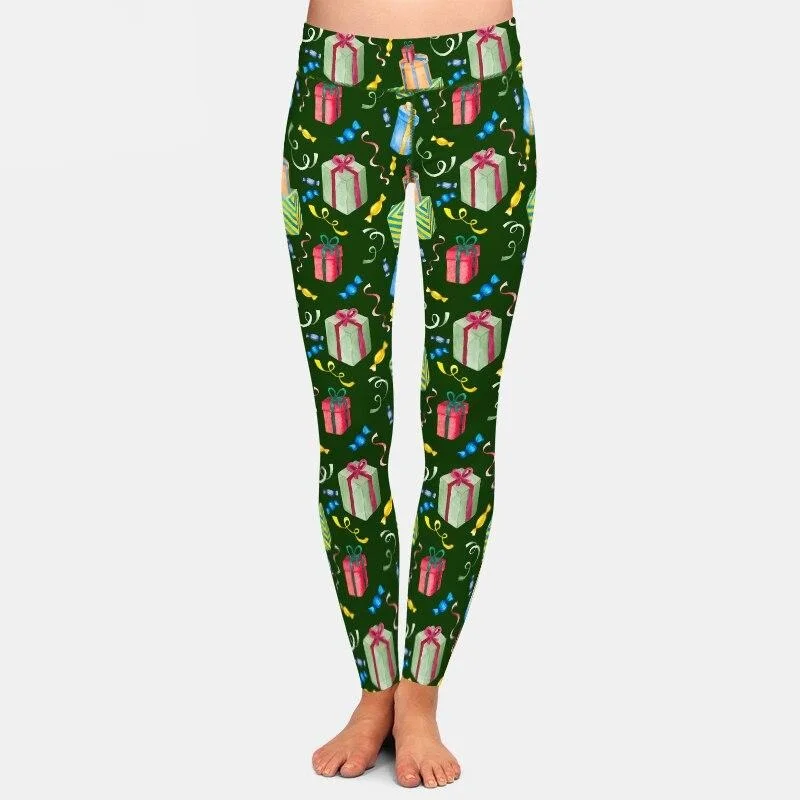 Ladies Christmas Presents Printed Leggings Cozy Textured Workout Leggings