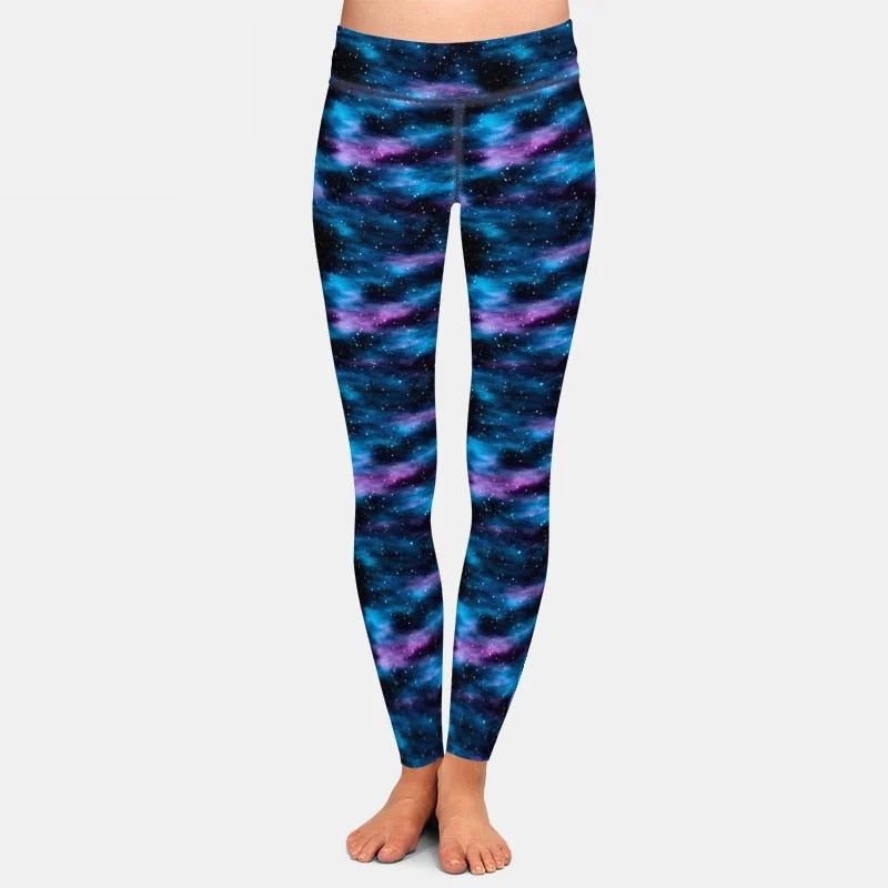 Ladies Milk Silk Beautiful Midnight Galaxy Printed Leggings Elegant Full-Body Leggings