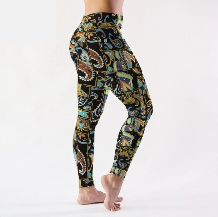 Ladies New Paisley Design Printed Leggings Cozy Warmth Leggings