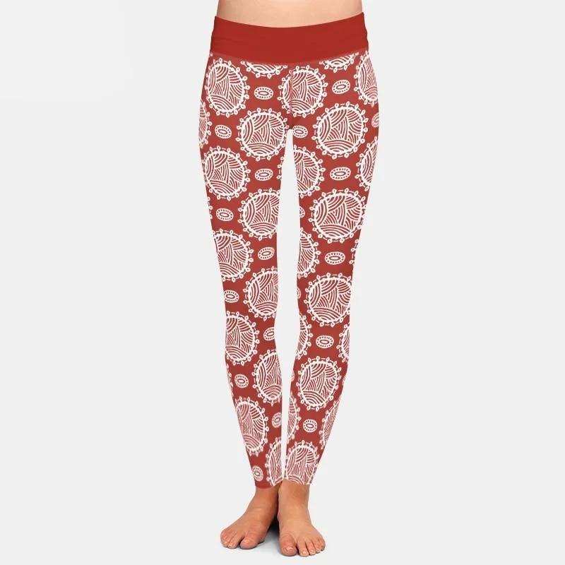 Ladies Retro Geometric Circles Printed Leggings Fashionable Printed Leggings