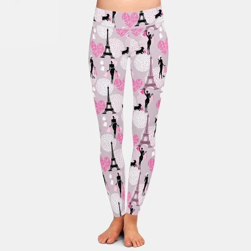 Ladies Super Soft Milk Silk Paris & Fashion Printed Leggings Elegant Embellished Leggings Ladies Super Soft Milk Silk Paris & Fashion Printed Leggings Elegant Embellished Leggings