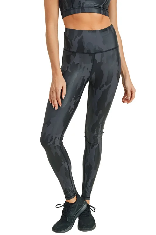 Mono B Camo Foil Print Legging APH2729 Fashionable Fitted Workout Leggings