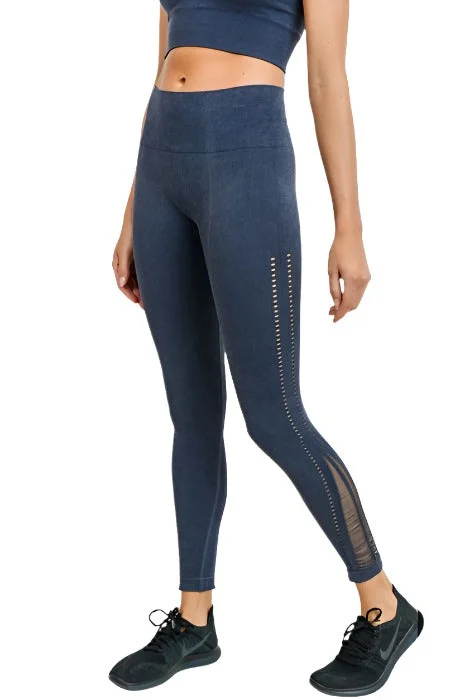 Mono B Threaded & Perforated Mineral Seamless Leggings APH2658 Cozy Reflective Detail Leggings