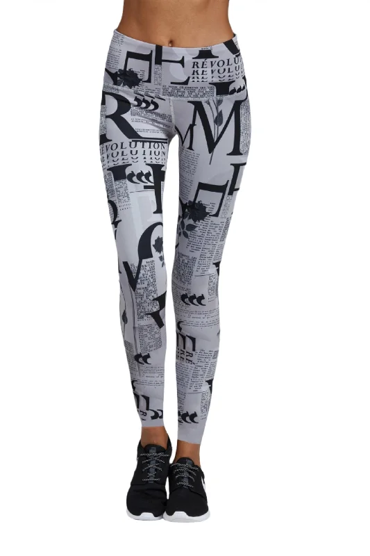 Noli Yoga Revo Legging News Paper Print Fashionable Quick-Dry Yoga Pants