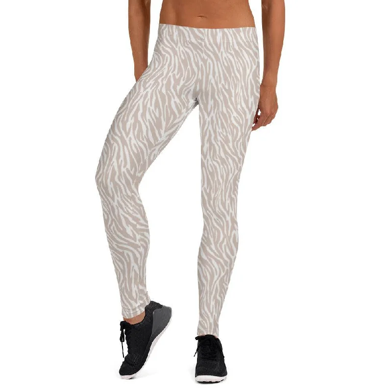 Off-White Animal Print Women's Mid-Rise Leggings Cozy Cotton Leggings